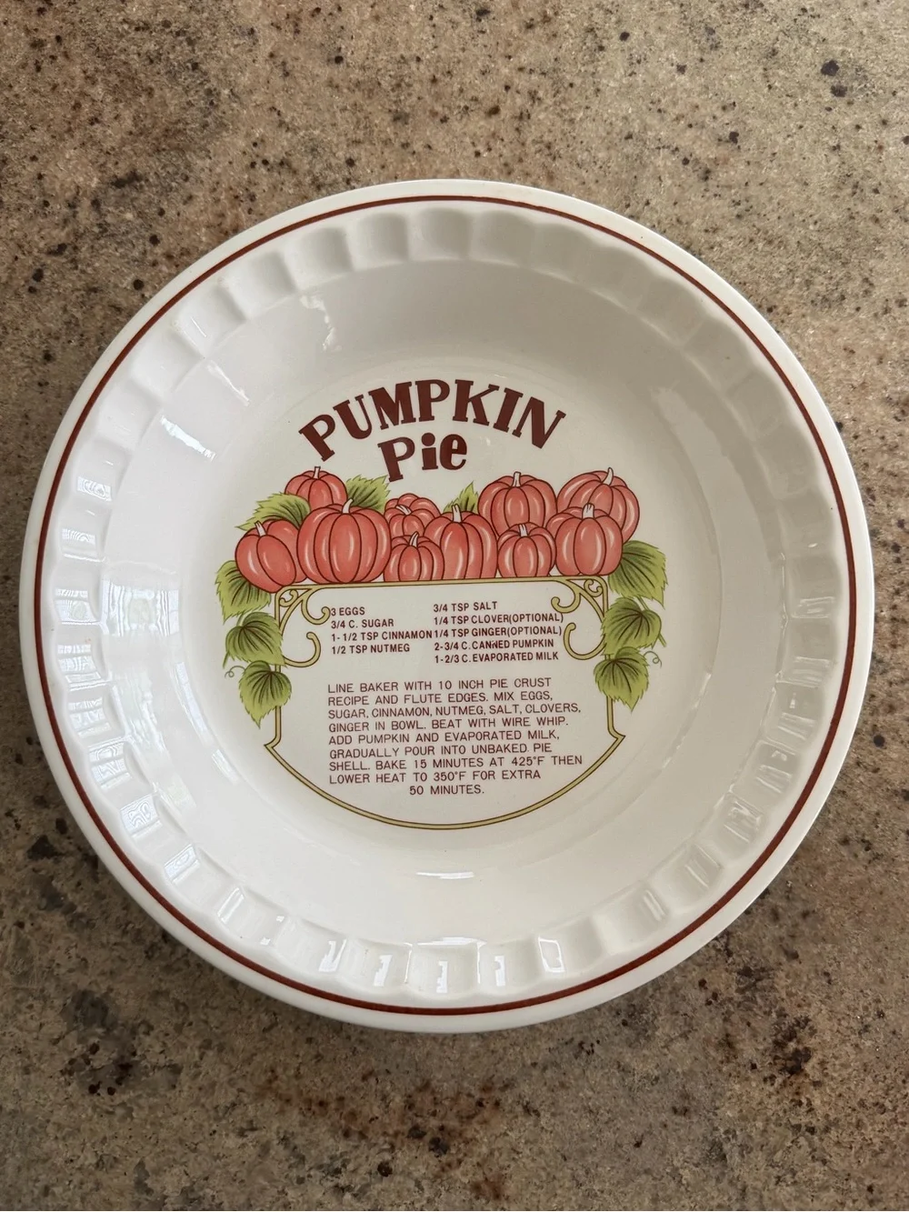 White Pumpkin Pie Ceramic Baking Dish with Orange Accent